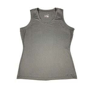 Under Armour HeatGear Tank Womens XL Gray Athletic Workout Gym Training Top